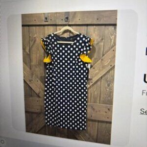 ILE New York Women's Navy Blue Dress W/White Polka Dots Size 10 GUC